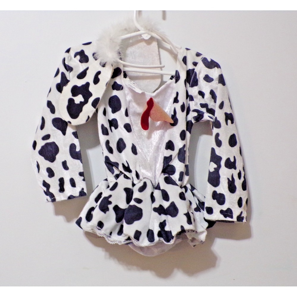 Holloween Girls 2 Piece Cow Print Body Suit Black & White Petit Infant Toddler